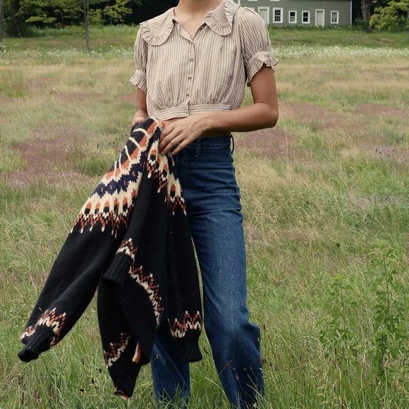 Doen Tops - Doen Sparrow Top  in Cream Seafarer Stripe size L NWT